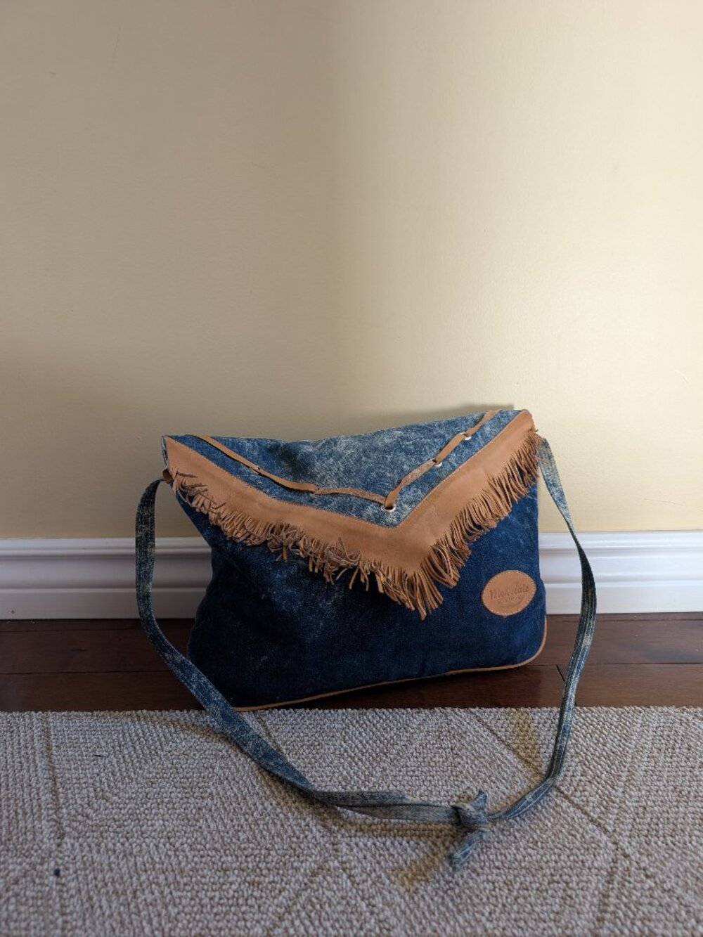 WESTERN FRINGE DENIM VINTAGE 1980s BAG